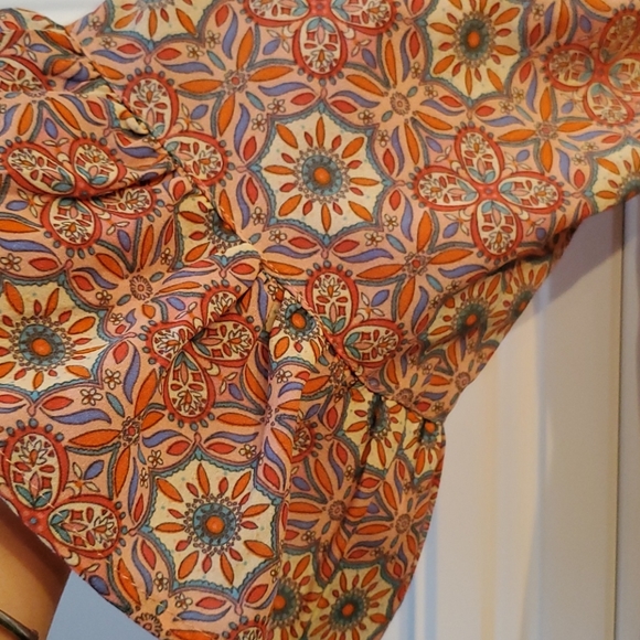 NEW SANCTUARY Julia Print Crop Peasant Top Large - Picture 6 of 10